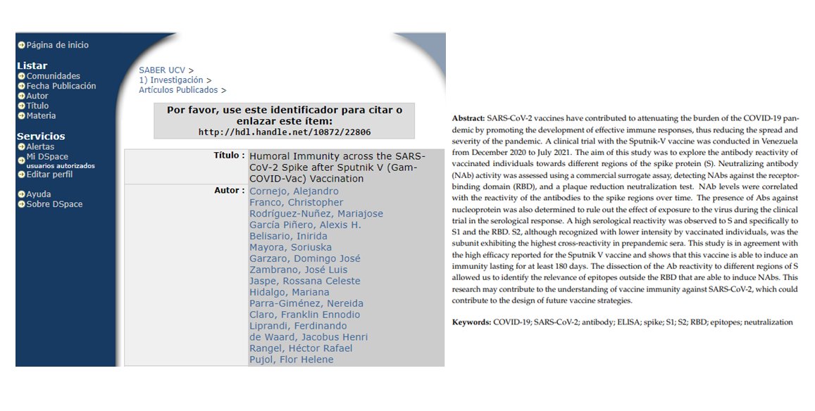 saberucv's tweet photo. #NovedadENSaberUCV: Humoral Immunity across the SARS-CoV-2 Spike after Sputnik V (Gam-COVID-Vac) Vaccination → https://t.co/ap44GOjyMn

#Covid_19 #SARSCoV2  #antibody #ELISA #spike #S1
#S2 #RBD #epitopes #neutralization https://t.co/j67hQliGme
