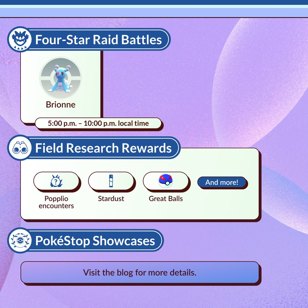 PokemonGoApp's tweet image. Popplio, the Sea Lion Pokémon, will be jumping into #PokemonGOCommunityDay on August 31 from 2:00 p.m. to 5:00 p.m. local time. 💧

pokemongolive.com/post/community…