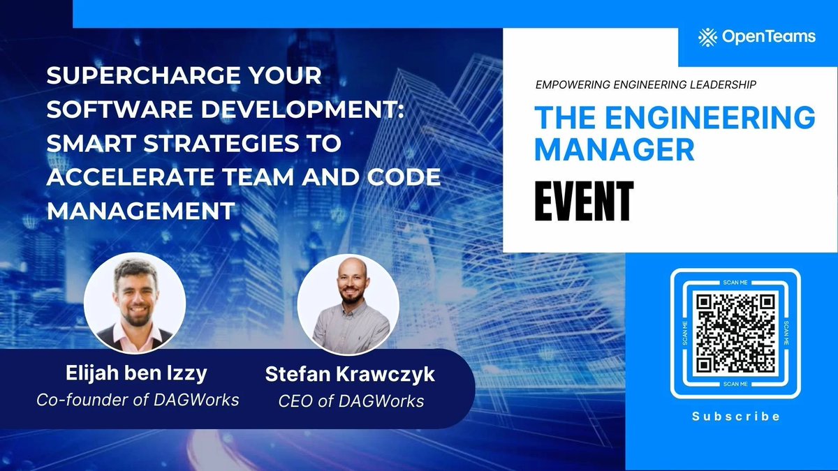 openteamsinc's tweet image. 📈 Want to increase your team's productivity and code efficiency? Tune in to our podcast on July 24 with experts Stefan Krawczyk and Elijah ben Izzy. 💡 Learn from case studies of Stitch Fix and British Cycling. buff.ly/4d3LqAy #CodeManagement #EngineeringProductivity