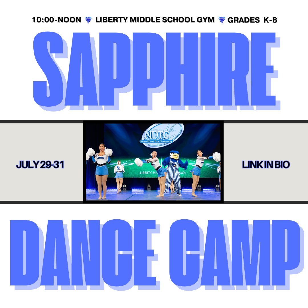 1 More Week to Sign Up! Can’t wait to dance with you at our Summer Sapphire Camp! LEVEL UP! 💙💎💙