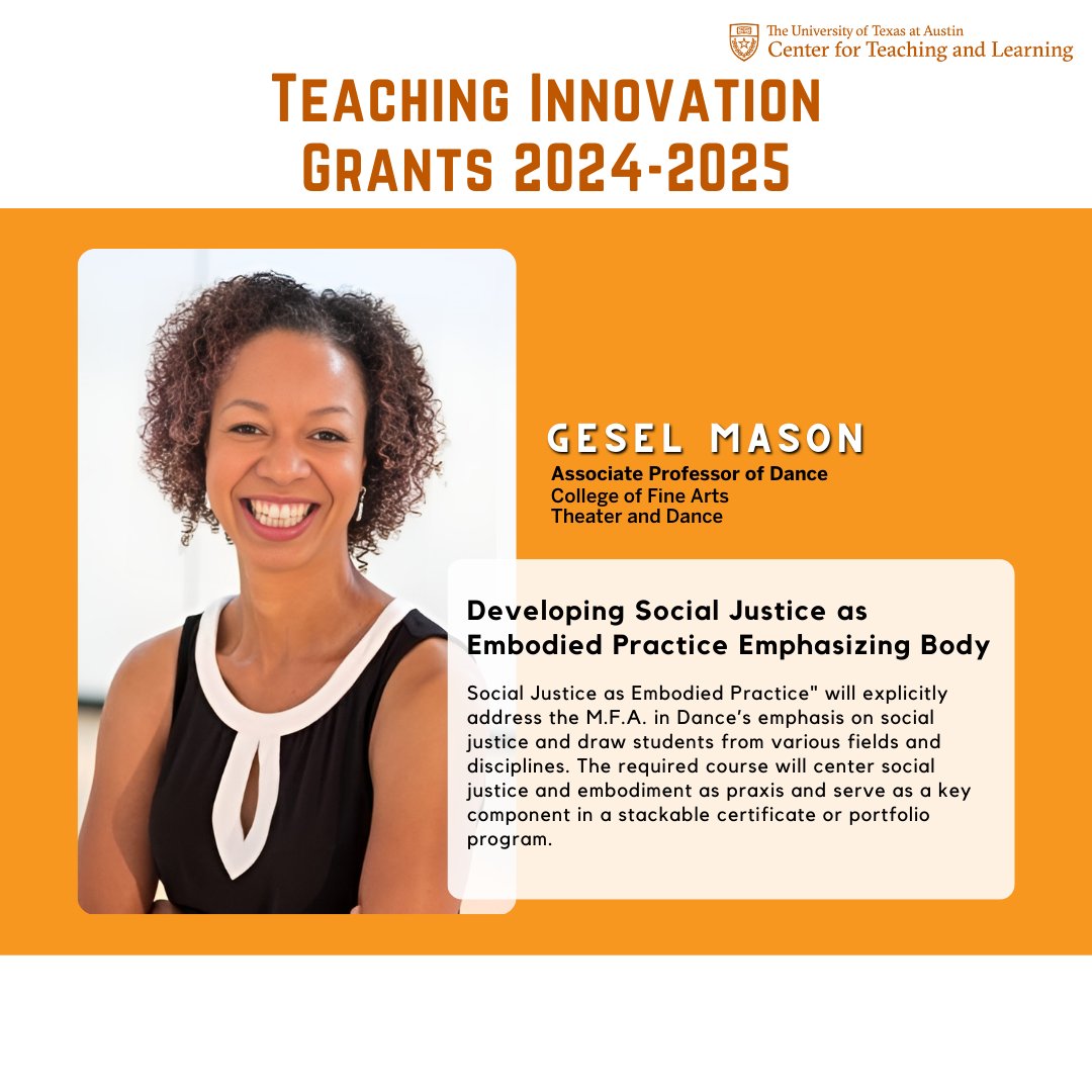 Applauding Gesel Mason as a grant recipient! Leading the way in educational excellence. 🎓🌍 #UTexasCTLGrants #TeachingandLearning