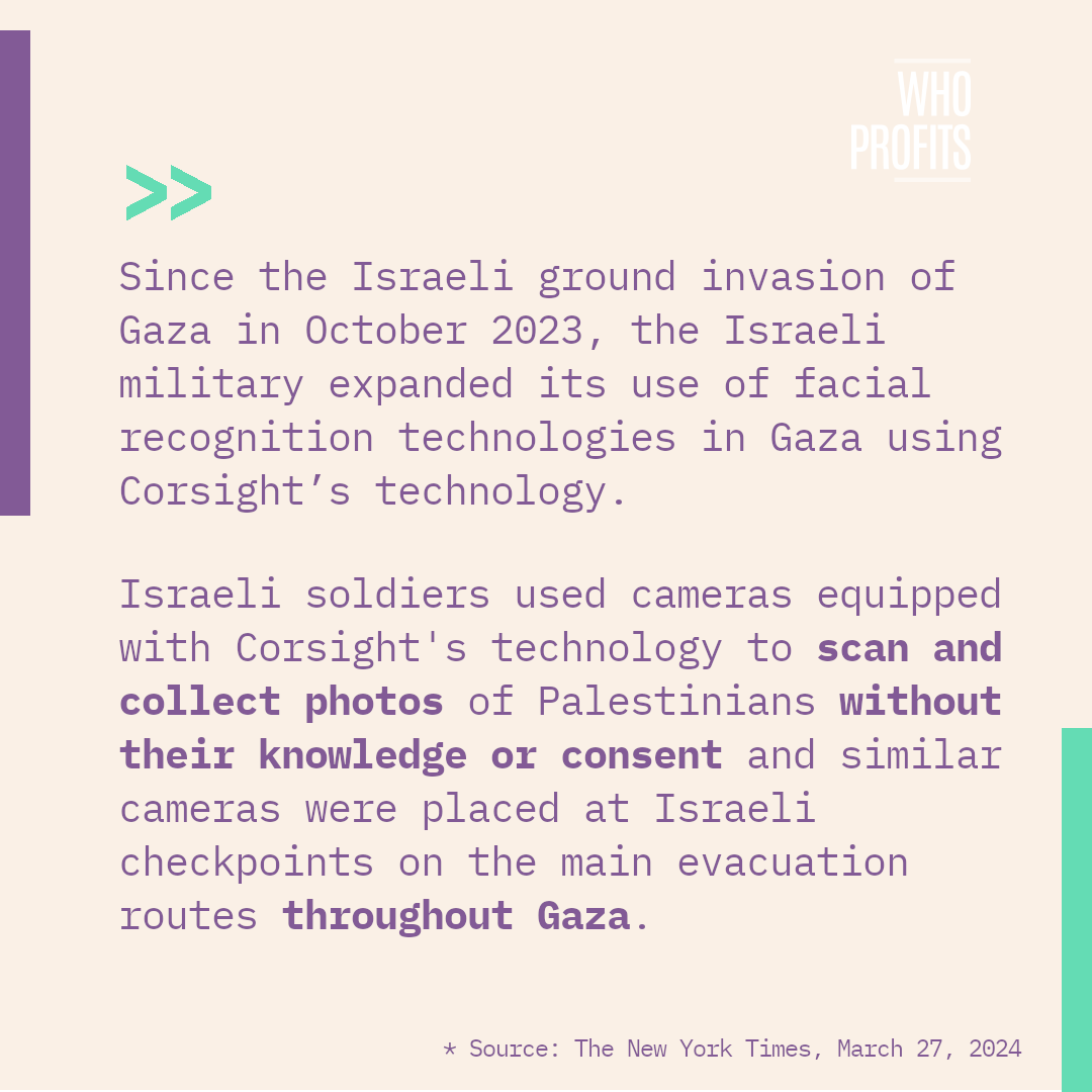 Who_Profits's tweet photo. International and Israeli companies bolster Israel's capacity to repress, control, and subject Palestinians to pervasive surveillance through the provision of technology. https://t.co/VWXuODDg8N