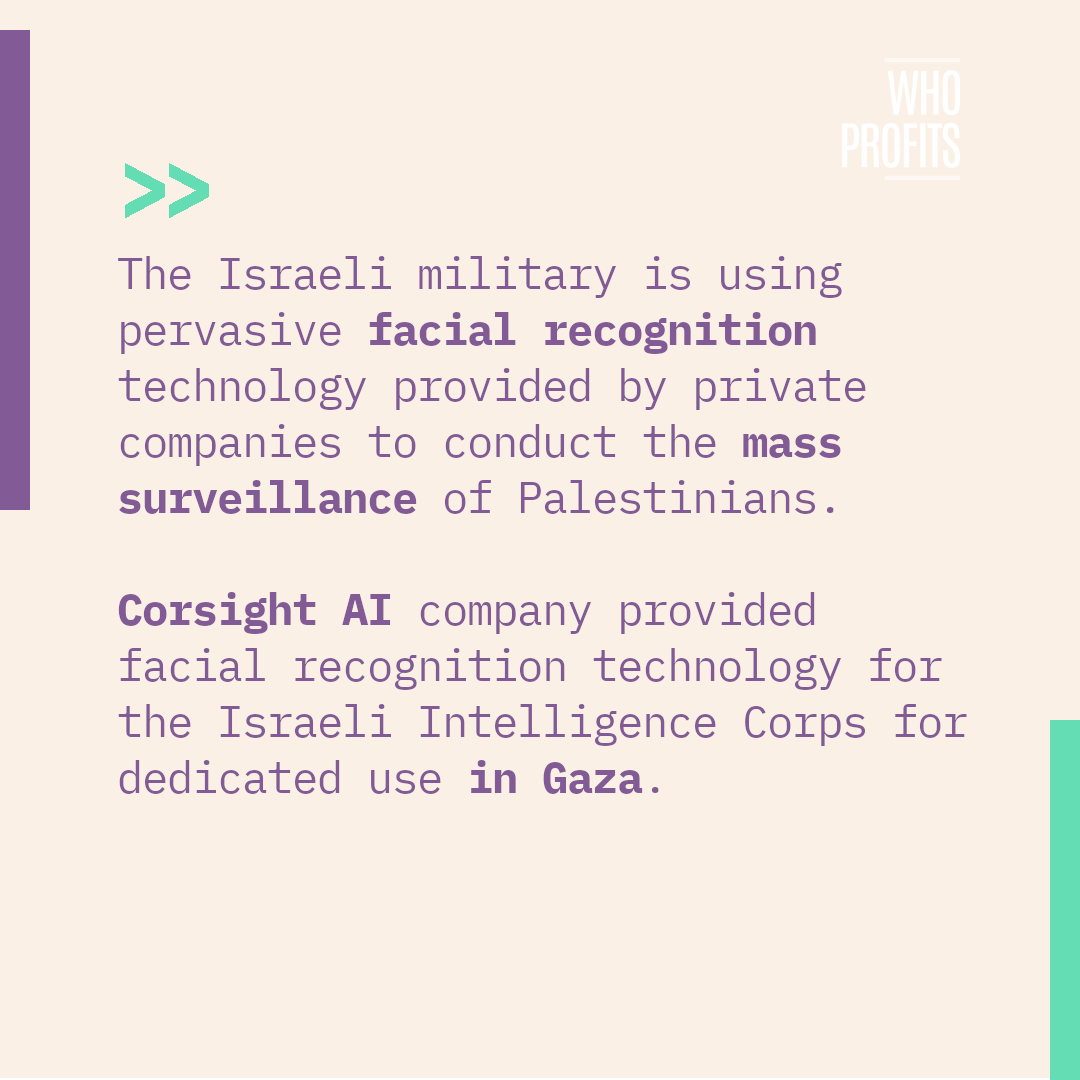 Who_Profits's tweet photo. International and Israeli companies bolster Israel's capacity to repress, control, and subject Palestinians to pervasive surveillance through the provision of technology. https://t.co/VWXuODDg8N
