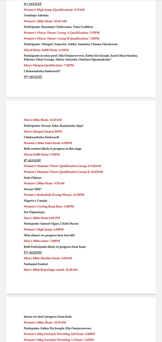 _LOHI_'s tweet photo. Team Nigeria schedule prepared by me to help manage my time this period but if anyone's interested https://t.co/f9e3t8AgXV