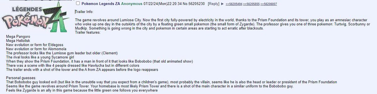 dustygogoat's tweet photo. New Pokémon Legends Z-A rumor details over 5 new Pokemon, Evolutions &amp; Megas. https://t.co/5Bz1ENtyH7
