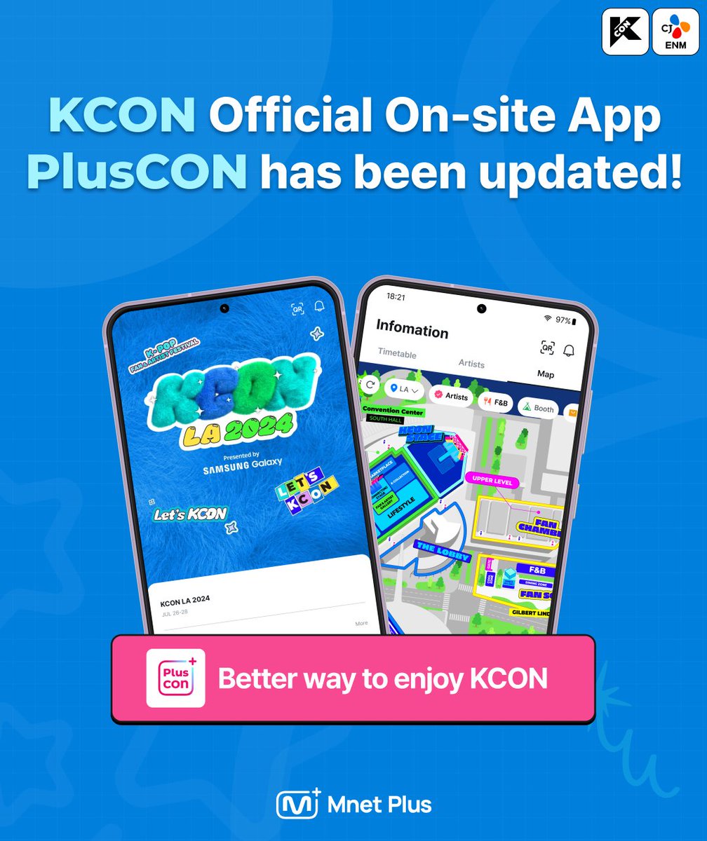 mnetplus's tweet photo. [#KCONLA2024] #PlusCON has been updated!

For KCONers who want to enjoy KCON more conveniently, we’ve updated PlusCON, the official KCON on-site app!

Install the PlusCON APP and get ready for KCON!
👉https://t.co/INsR53IXP5

@KCON_official @kconusa https://t.co/iidXq8dZc2