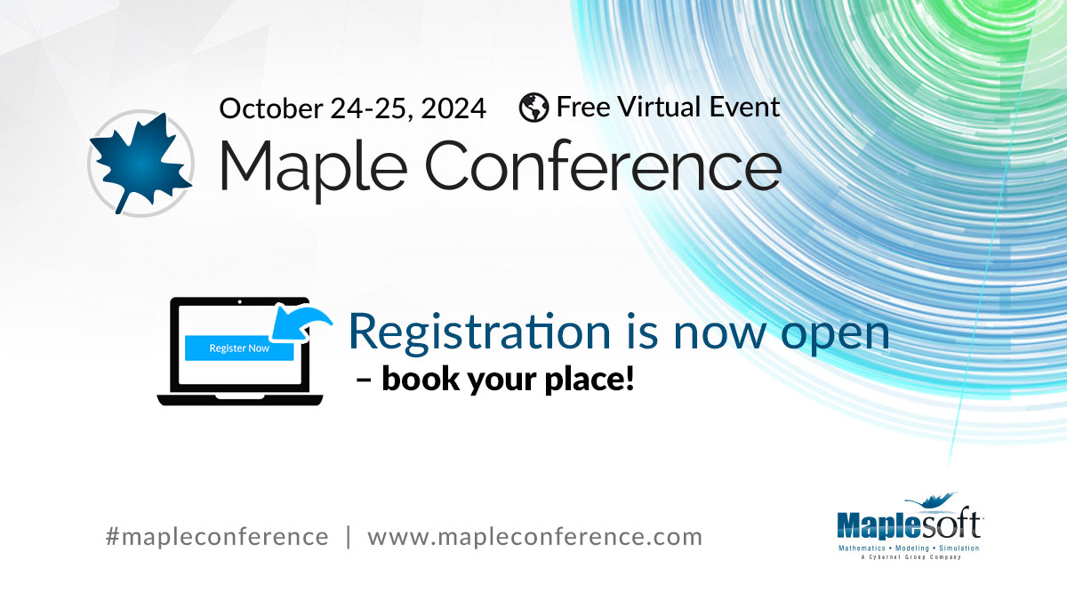 maplesoft's tweet photo. Want to talk to Maplesoft’s CEO and senior developers? Come to the Maple Conference 2024 networking sessions! (Sorry, it’s virtual, so you’ll need to provide your own lunch). Register today!  https://t.co/bSWL2GH1Q9 
#mapleconference https://t.co/gePhsSiTuQ