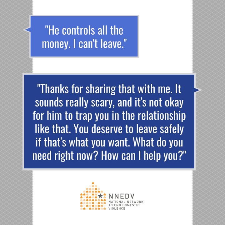 Controlling household finances can be a common way for abusers to keep partners trapped in relationships, and it’s an example of #financialabuse. If this has happened to someone you care about, it’s okay to ask how you can safely help them: bit.ly/3OjyGKa
via <a href="/nnedv/">NNEDV</a>