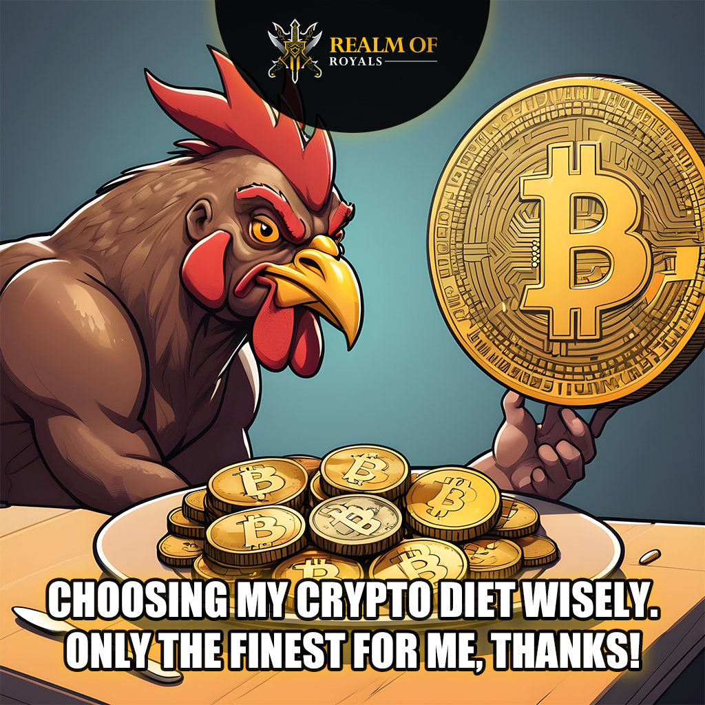 realmofroyals's tweet photo. Choosing my crypto diet wisely. Only the finest for me, thanks! 🍽️💰 #CryptoDiet #RealmOfRoyals #CryptoHumor https://t.co/txRRjo1INz
