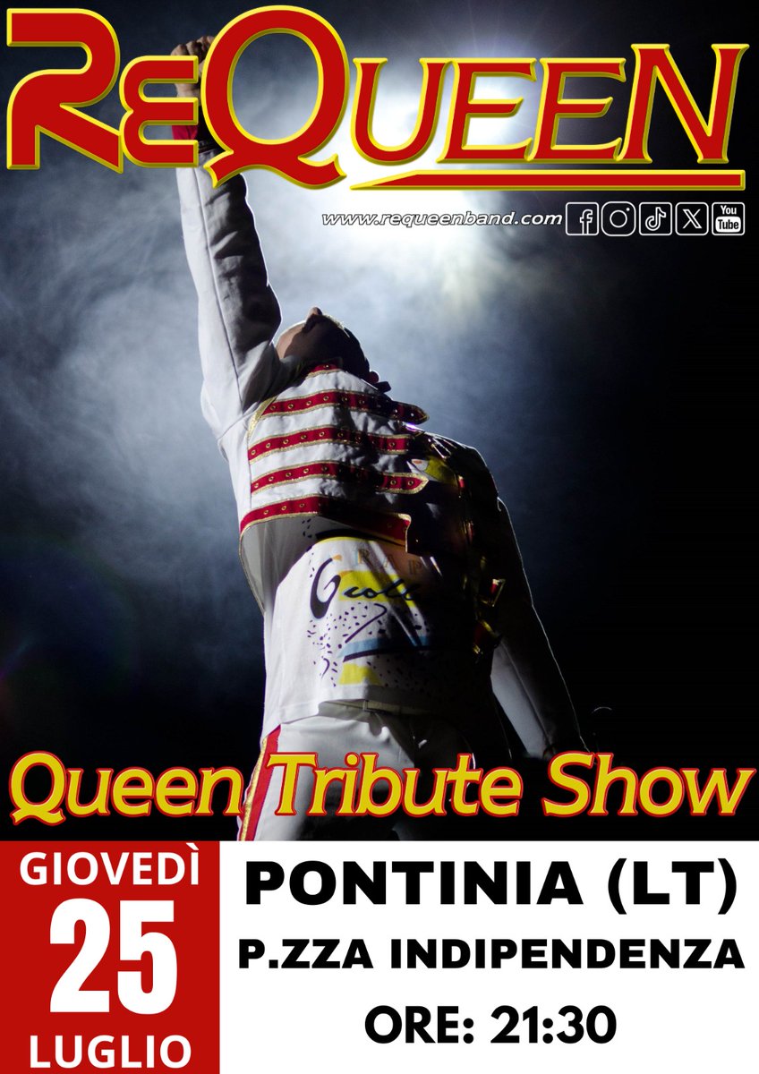 Requeen_tribute's tweet photo. Amici e fan dei REQUEEN,
ecco gli appuntamenti di questa settimana😍:
⭐ 25 Luglio - Pontinia (LT)
⭐ 27 Luglio - Vallecorsa (FR)
⭐ 28 Luglio - Borgorose (RI)
⭐ 29 Luglio - San Felice Circeo (LT)
#requeentributeshow #queen #music #tributeband #Italy https://t.co/nvcVjf2z0i