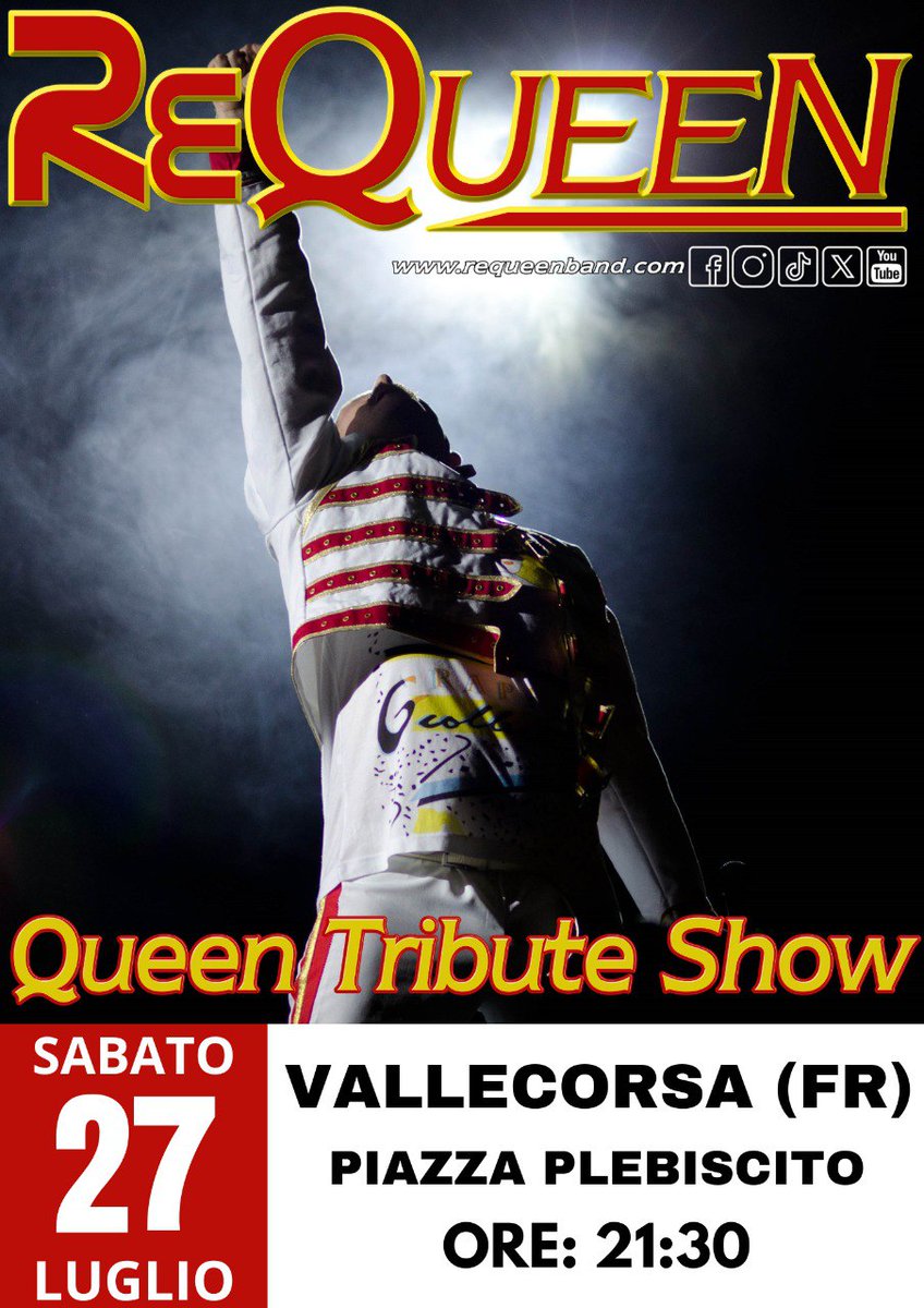 Requeen_tribute's tweet photo. Amici e fan dei REQUEEN,
ecco gli appuntamenti di questa settimana😍:
⭐ 25 Luglio - Pontinia (LT)
⭐ 27 Luglio - Vallecorsa (FR)
⭐ 28 Luglio - Borgorose (RI)
⭐ 29 Luglio - San Felice Circeo (LT)
#requeentributeshow #queen #music #tributeband #Italy https://t.co/nvcVjf2z0i