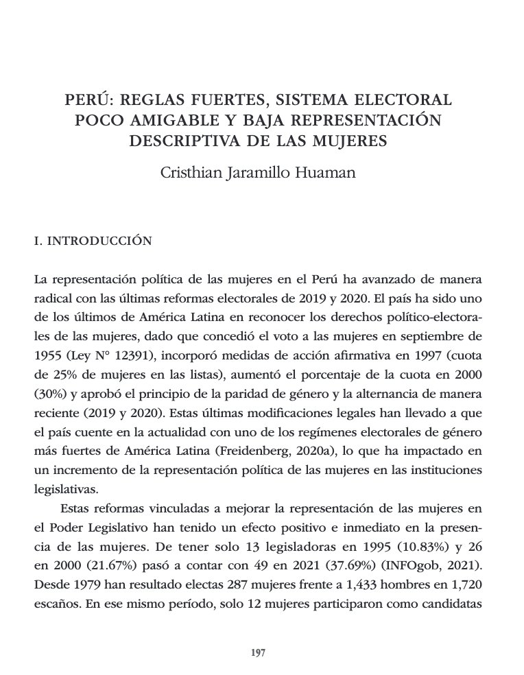 📖📚 | #ParaLeer

Consulta el capítulo "Perú: reglas fuertes, sistema electoral poco amigable y baja representación descriptiva de las mujeres" de <a href="/schrodingercase/">Cristhian Jaramillo</a>.

⬇️