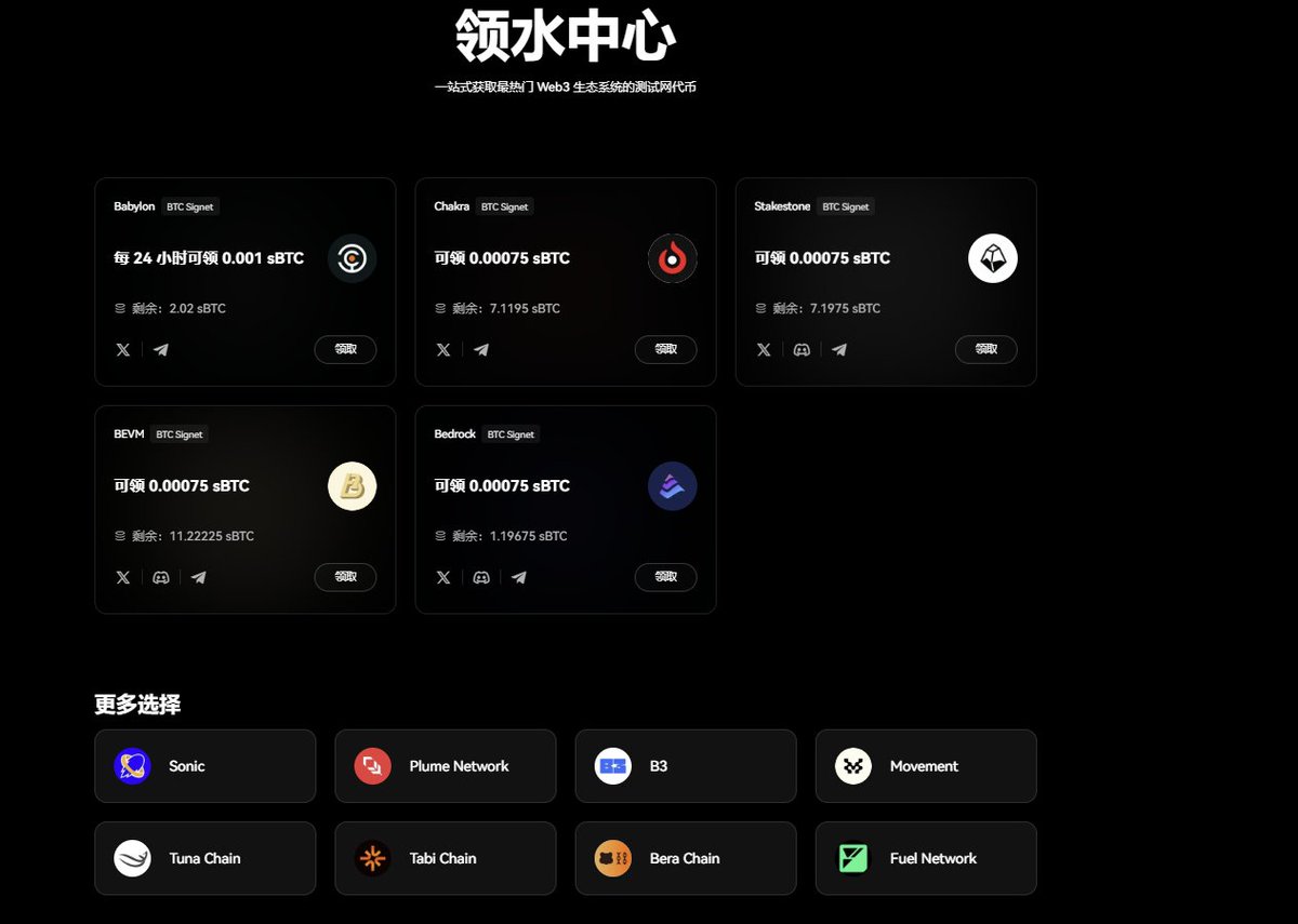 OKX上线领水中心，给钱包用户专享，领水更充足，更丝滑。防止乱领设置最低门槛要求。从此测试领水又多一个渠道