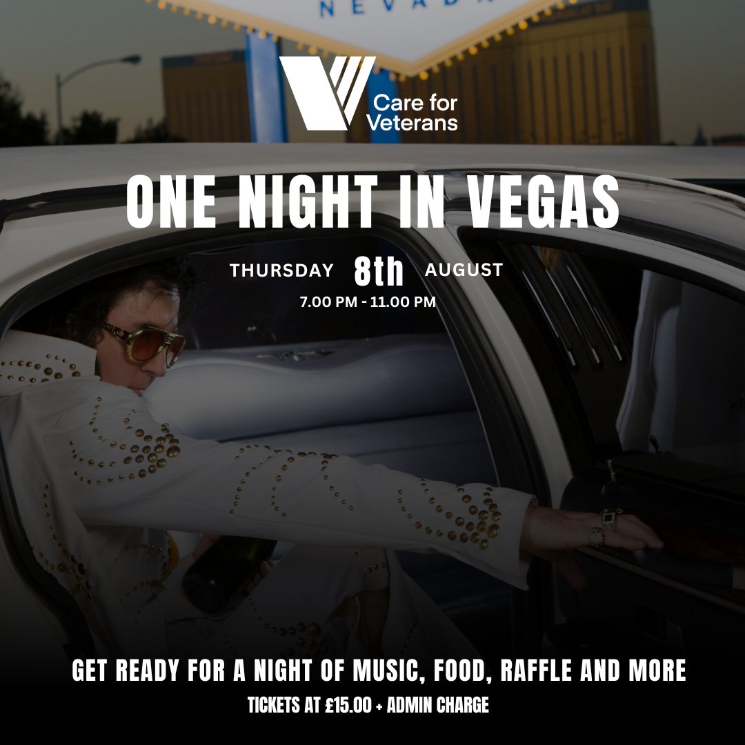 Get ready for a night of Vegas-style excitement right here in Worthing! 

Join us on Thursday, 8th August at the Heene Community Centre for an evening filled with the spectacular sounds of Vegas

careforveterans.org.uk/events/one-nig…