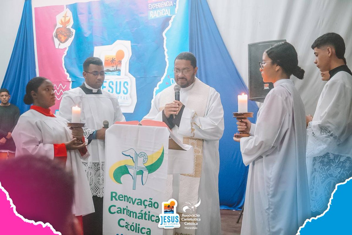 rccma's tweet photo. No nosso quarto dia de missão, iniciou-se com a Santa Missa presidida pelo Frei Lázaro da Paróquia Nossa Senhora da Conceição. 
Acompanhe alguns registros desse momento! 
💙🩷💙🩷💙🩷💙🩷💙🩷💙🩷

#RccMaranhaoOficial #JesusNoLitoralRccMa #JNL2024 #RccBrasil #IgrejaCatolica https://t.co/kgtZo2xfrI