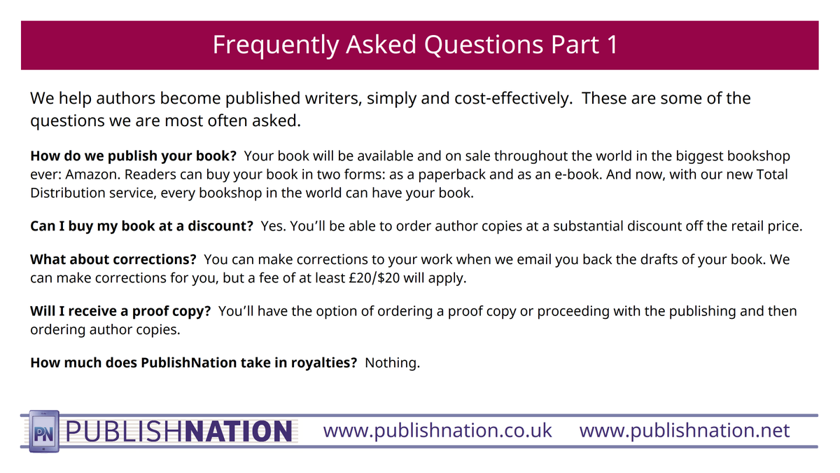 PublishNation's tweet photo. Here are some of the questions we are most often asked about our publishing services (and the answers!).
#amwriting #WritingCommunity #SelfPublishing #SelfPublishingAuthor #BookMarketing #BooksOnDemand #Bookstagram #Bookstagrammer #BooksOfTwitter #AmazonAuthor #booktwitter https://t.co/dieVqBFRNw