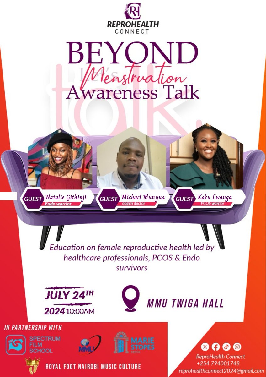 ReproHealthCo's tweet photo. The wait is over!
Join us 2morrow @ MMU  4rm 10:00 AM 2 early https://t.co/2A17IrVQIq entrance only ur National ID  required.Come,let's break the silence $ stigma 2gether!
#BeyondMenstruation
#EveryoneInclusive 
#MultimediaUniversityOfKenya 
#BreakTheStigma
#PCOS 
#Endometriosis https://t.co/kBWWaznD7b
