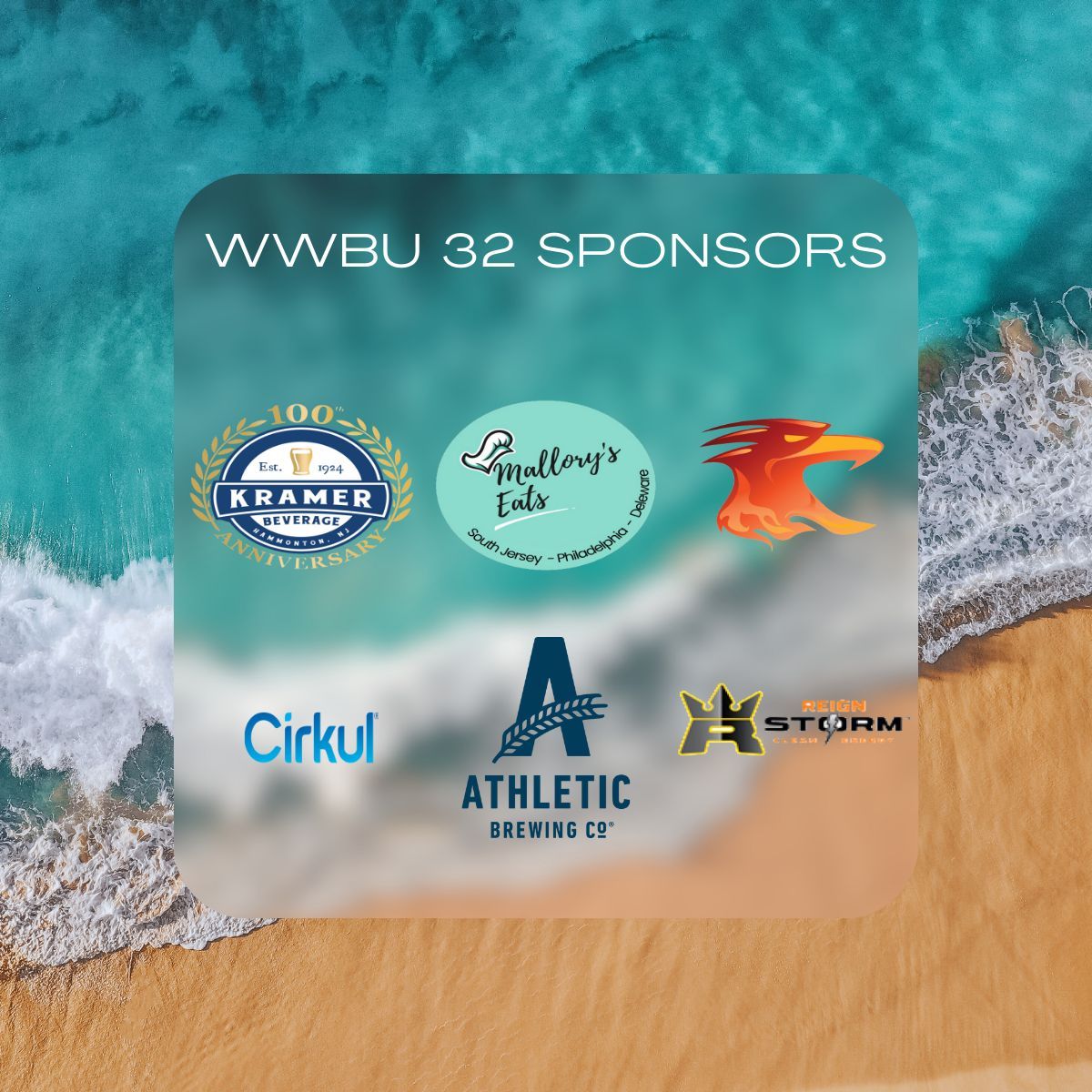 Huge appreciation to the sponsors of WWBU 32 for their support this weekend. Keep an eye out for the exciting offerings from each sponsor on the beach during the tournament.