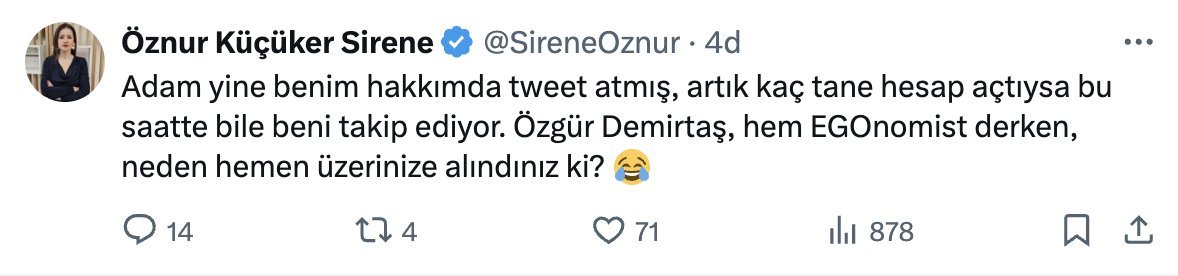 ProfDemirtas's tweet photo. Bu Kadın Açık ve Net olarak en Büyük AKTROL ve bana takmış durumda: .@SireneOznur

Lütfen Dikkatlice ve Sonuna kadar Okuyun. Size insanları nasıl bir yöntem ile kandırdıklarını anlatacağım:

1) Öncelikle bu kadının Ekonomi ve Finans Hakkında en ufak bir Eğitimi yok ve Dün şu Twiti Attı:

Attığı Bu Twit kendisini takip eden ve hükümete yakın olan seçmeni KANDIRMAK amacı taşıyan bir twit. Ne diyor twitinde Türkiye 2028 yılında Dünyanın EN BÜYÜK 9. Ekonomisi olacak diyor.

Tabii Kendisi konunun CAHİLİ olduğu için ve Alıntıladığı SİTE bunu Milli Gelir ve Ekonomik Büyüklük Sıralaması gibi sunduğu için Kadın bunun üzerine atlamış. Halbuki bu Satın Alma P. Göre sıralama Yani PPP sıralaması Milli Gelir Sıralaması Değil...

Ben tabii Hemen Twit Attım ve İnsanları Uyardım. Tabii Uyarmadan önce Twitinin altı Binlerce Yerli-Ve-Milli Hikaye ile Kandırılan insanlar ile doluydu.

2) Kendisi ardından bir şey diyemedi ve şöyle bir twit attı bu twit önemsiz atlayabilirsiniz, ama bir sonraki ÇOK önemli:

Bu Twitine de ayrıntılı yanıt verdim. Beni Blokladığı için beni Takip Eden insanların bu Aktrolün Yalanlarına Kanan insanları uyandırması için profile yazmalarını rica ettim. Türkiye 9. Sırada falan değil. 18. Sırada. İşin en ilginç Yani ise YILLARDIR aynı seviyede yani UÇUYORUZ, KAÇIYORUZ denilen onca yılda olan hiçbir şey yok olduğunu kanıtladım Milli Gelir Sıralamasına göre.

3) Kadın Uyuyamadı (Huyu Bu, Bir gün sonra sizin bir twitinize karşı 1500 Twit ile dönüyor). Ve Şu İnanılmaz twiti Attı... Türkiye'nin ACI Talihi bu... Bu Aktroler ne yazarlarsa yazsınlar bazı insanları kandıracaklarını biliyorlar... Diyorki verdiği PPP sıralaması EKONOMİK BÜYÜKLÜK sıralamasıymış!

Öznur Sirene Hanım PPP sıralaması Ekonomik Büyüklük Sıralaması Falan Değildir! Ekonomik Büyüklük Sıralaması NOMİNAL GDP ile Ölçülür... Kadın O kadar Cahil ki, verdiği listede ilk 10 'da Endonezya, Pakistan, Makistan Olmasına da UYANAMIYOR...

Bir Liste Veriyor Diyor ki: Türkiye En Büyük 9. Ekonomi Olacak.

Ben de Diyorum ki: bu liste Milli Gelir Sıralaması değil, PPP sıralaması! Verdiğin Twit Hesabı Kaynağı Alıntılarken bunu yazmayı unutmuş. Sende Konunun CAHİLİ olduğun için ÇAKAMAMIŞSIN.

O da Diyor ki: Ben Milli Gelir Sıralaması demedim ben Ekonomik Büyüklük Dedim :-)

TÖVBE ESTAĞFURULLAH Çekiyorum ve Diyorum ki: Bak AKTROL bir daha diyeyim bu Ekonomik Büyüklük Sıralaması DA değil bu PPP sıralaması, Ekonomik BÜYÜKLÜK ile ALAKASI YOK..

4) Sonrasında her zaman yaptığını yapıyor. Türkiye'de ne kadar AKTROL arkadaşı varsa onları çağırıp Ağlamaya başlıyor. Vay bana Saldırıyorlar, Vay Hesabımı Kapatacaklar, Vay ben Kadınım, Vay ben Türkiye'yi Savunuyorum, Vay ben Devleti Savunuyorum diye Ağlamaya ve en önemlisi kendisini acındırmaya başlıyor.

Bak Aktrol: Sen Türkiye'yi falan değil, sen TEK bir Siyasi partiyi Savunuyorsun. 3-5 saf insanı kandırabilirsin, Milyonlarca gözünü açmış eğitimli insanı asla...

Bu sana SON mesajım, Hadi İşine, Rezil Ettin Kendini:

Millet Sizden Bıktı Bıktı... Tek bir Siyasi Partinin PROPAGANDACILARINDAN Bıktı. Düşün Milletin Yakasından...

Benim için Artık YOK Hükmündesin. Yallah.

(Bu da BONUS! Dedim ya Takmış Bana, Acısını Çıkaramıyor bir türlü...)