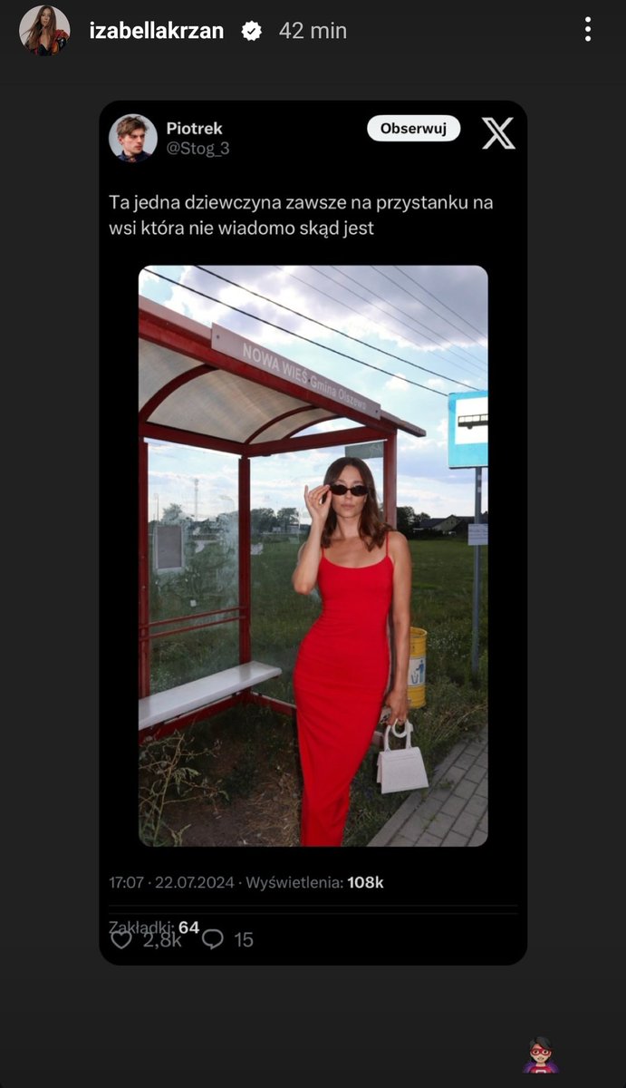 Stog_3's tweet photo. Wchodzi człowiek na Instagrama, a tam pani Izabella Krzan wstawia na stories mój wpis xD miło mi i pozdrawiam serdecznie 🫡 ♥️ mam nadzieję, że się uśmiechnęła pod nosem https://t.co/DcoIplbOB1