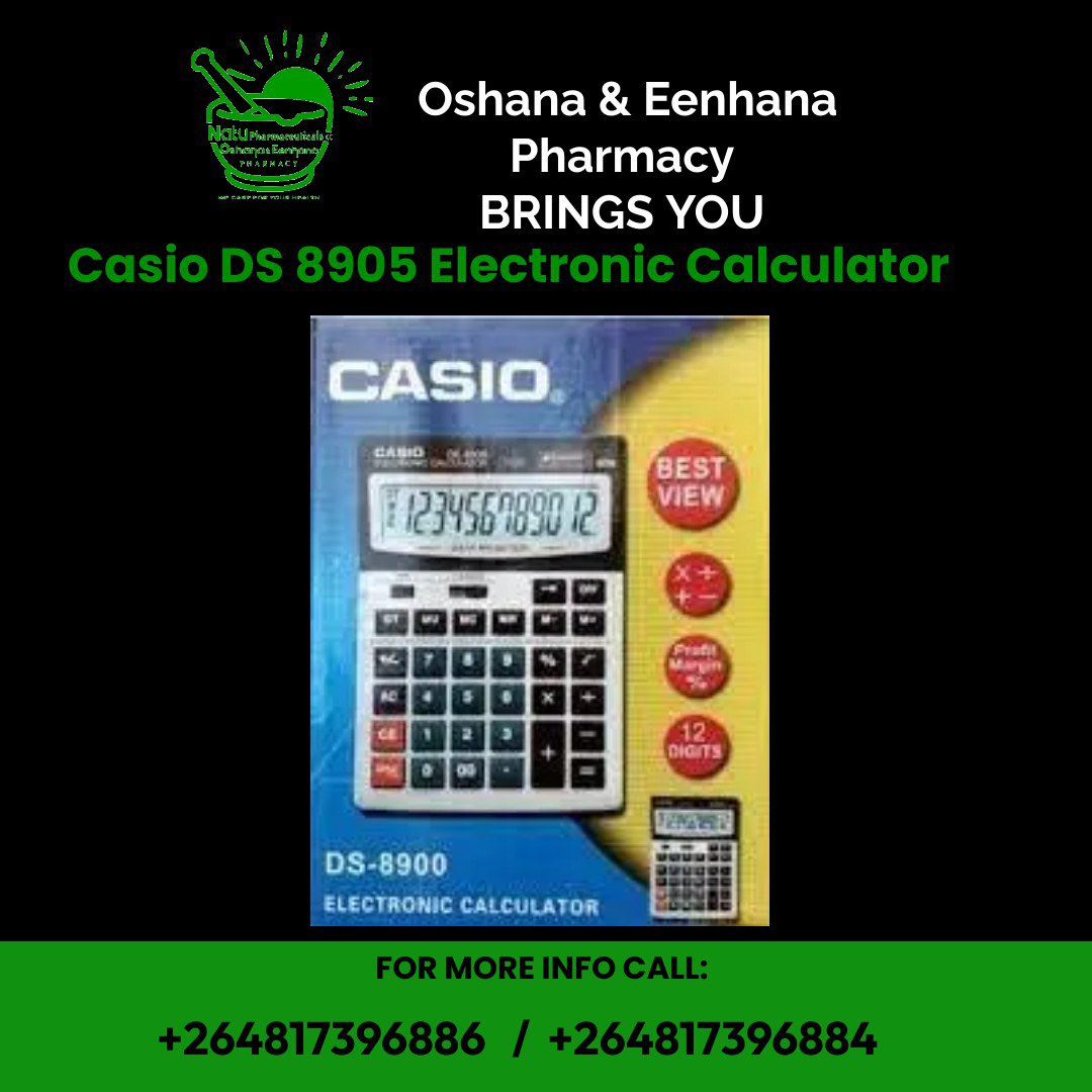 hendrina_hango's tweet image. Unlock your potential with precision! 🧮 Our calculators at Oshana & Eenhana Pharmacy are your perfect study buddies: Casio FX-82MS, Sharp EL-531WHBK, and Casio DS-8905. Call +264817396886 / +264817396884 for details. #StudySmart #MathTools 🔢📚