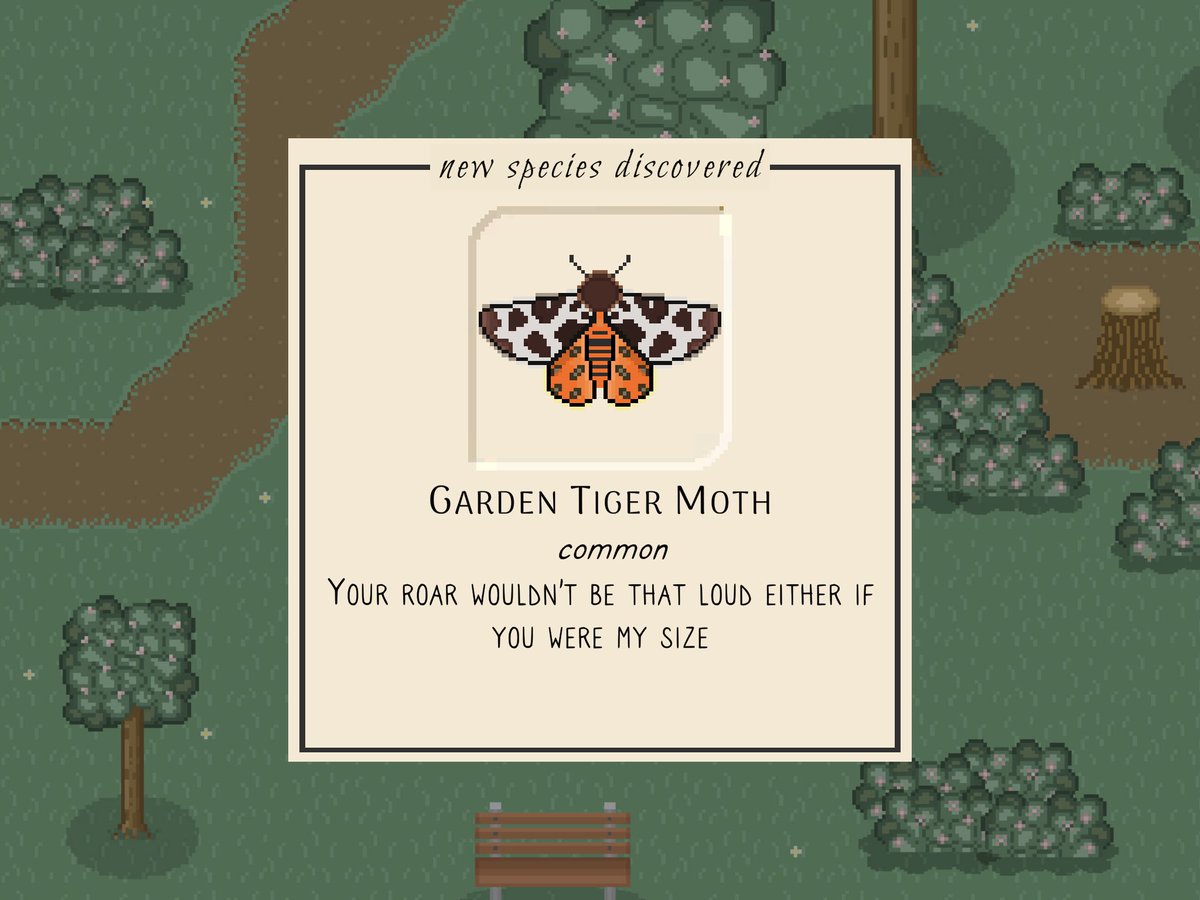BugAndSeek's tweet photo. Bug 7 of 222: Garden Tiger Moth
Catch ‘em all in our cozy creature collector! Available on #Steam and #NintendoSwitch and #Kozee
Happy National Moth Week! https://t.co/t0aGOJBe6D