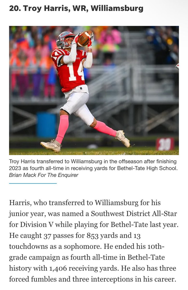 cincinnati.com/story/sports/h… blessed to be recognized as a top 20 recruit in the class of 2026 in Cincinnati Ohio