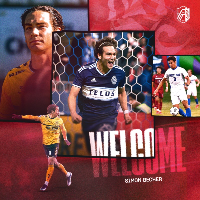 stlCITYsc's tweet photo. Welcome back to STL, Simon! 🔻

We have added 25-year-old forward @simon_becher101 on loan from Danish First Division club @AC_Horsens through June 2025.
