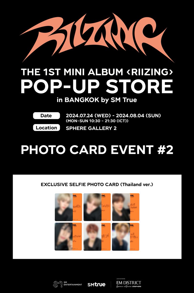 🎁 𝗣𝗛𝗢𝗧𝗢 𝗖𝗔𝗥𝗗 𝗘𝗩𝗘𝗡𝗧 🎁
⠀⠀
SM True เพิ่มความพิเศษด้วย 2 กิจกรรมการ์ดภาพ (PHOTO CARD) สุดเอ็กซ์คลูซีฟสำหรับผู้ซื้อสินค้าใน 𝗧𝗛𝗘 𝟭𝗦𝗧 𝗠𝗜𝗡𝗜 𝗔𝗟𝗕𝗨𝗠 <𝗥𝗜𝗜𝗭𝗜𝗡𝗚> 𝗣𝗢𝗣-𝗨𝗣 𝗦𝗧𝗢𝗥𝗘 𝗶𝗻 𝗕𝗔𝗡𝗚𝗞𝗢𝗞 𝗯𝘆 𝗦𝗠 𝗧𝗿𝘂𝗲 ที่ประเทศไทยที่เดียวเท่านั้น