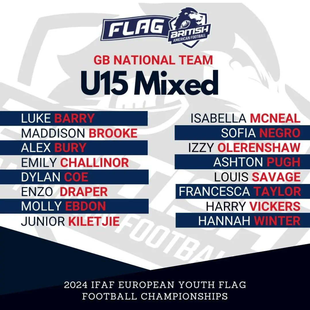 Beyond proud to announce that Molly has been selected for the Great Britain U15 <a href="/BafaFlag/">BAFA Flag Football</a> team taking part in the <a href="/IFAFMedia/">Int’l Fed of American Football</a> Youth European Championships in Serbia in September! 🏈🇬🇧🏈🇬🇧 #teamgb