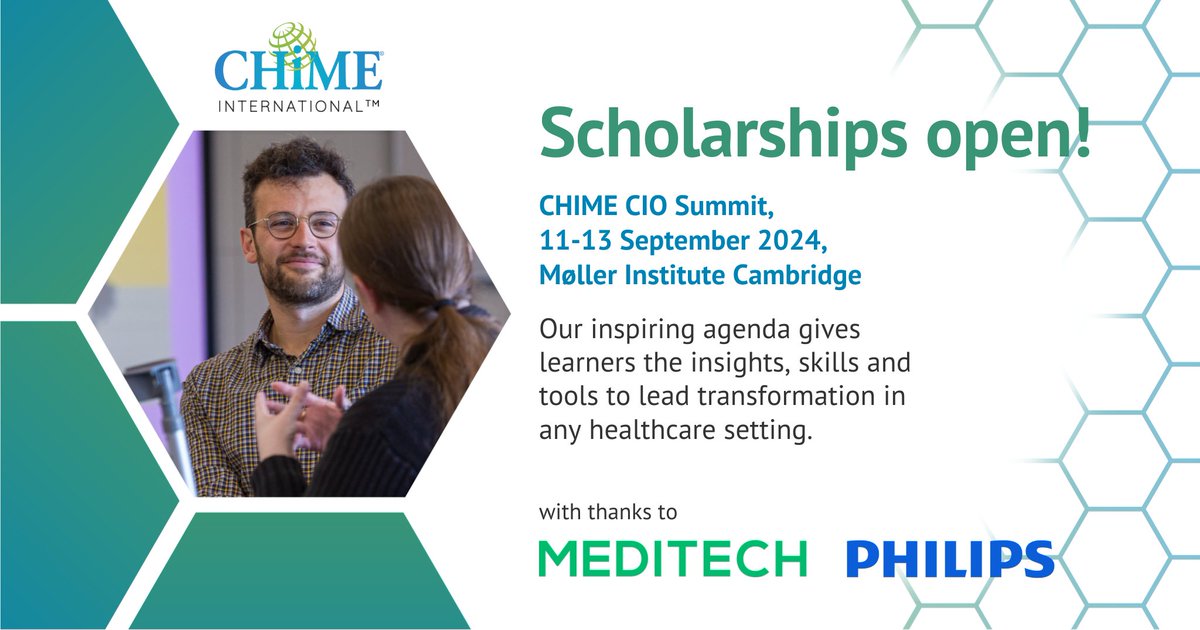 Join <a href="/CIOCHIME/">CHIME</a> International at our fourth CIO Summit 11-13 September at the <a href="/mollerinstitute/">Møller Institute</a> in Cambridge. Registration is open and we have a few scholarships to award thanks to our kind sponsors. Sign up now and prepare to sharpen your leadership skills. chimeinternational.org