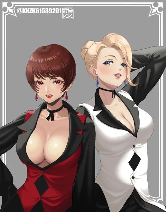 マチュアさんとバイスさん、せっかく2人描いてたので並べてみた#格ゲーキャラ描こうぜ #KOFXV 