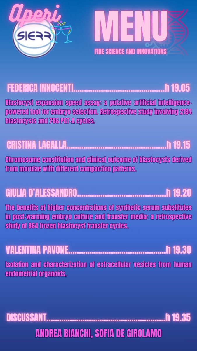 9puntobaby's tweet photo. Stasera dalle 17.30 si terrà l'AperiSierr: interverrà anche la dott.ssa Cristina Lagalla, embriologa https://t.co/knGrn3oC9H, che parlerà del suo lavoro, scelto come poster all'@ESHRE 2024.
Non perdetevelo! https://t.co/NrbMa5t8JQ