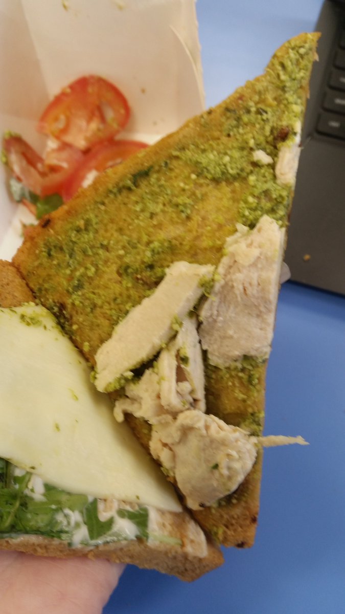 YTR15's tweet photo. @Tesco I decided to try something new for lunch today and got your Hey Pesto chicken sandwich. Pretty shocking that this is what I got. Really not impressed at all. https://t.co/ux9SEpJipQ