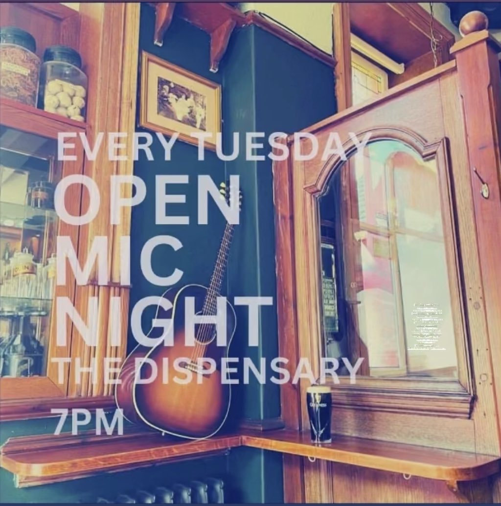 A glorious Tuesday to be sharing tumes down The Dispensary Pub tonight!

Set up from 7pm and get a free pint as a thank you from us for coming down.