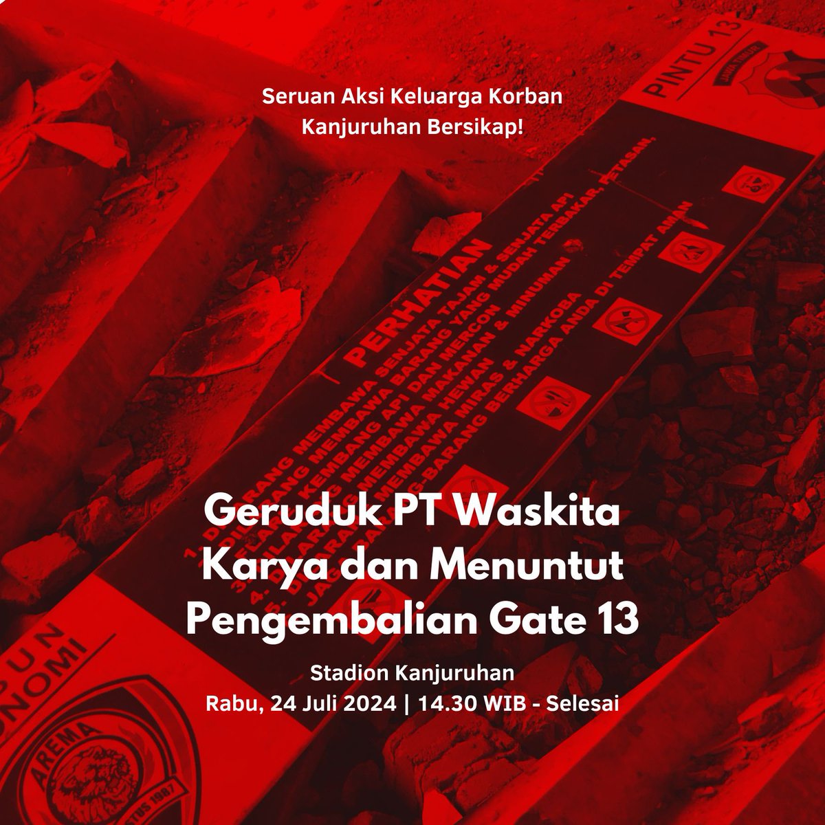 Besok kami akan geruduk pihak PT. Waskita Karya di Stadion Kanjuruhan, yang lowong silahkan merapat!