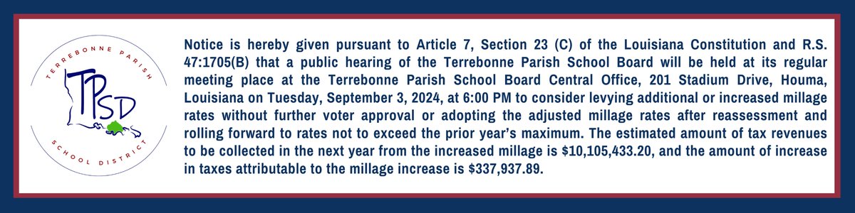 Public Hearing Notice - To view our 2024-2025 Proposed Budget, please click the link below.
campussuite-storage.s3.amazonaws.com/prod/1559171/b…