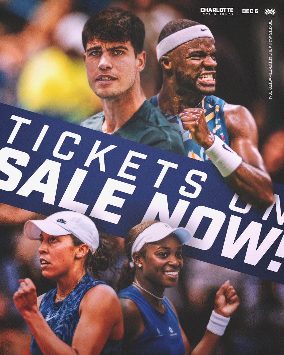 CLTSports's tweet image. Are you ready to see Alcaraz, Tiafoe, Stephens and Keys in the Queen City?

Tickets are now available for the Charlotte Invitational!

ticketmaster.com/event/2D0060EB…