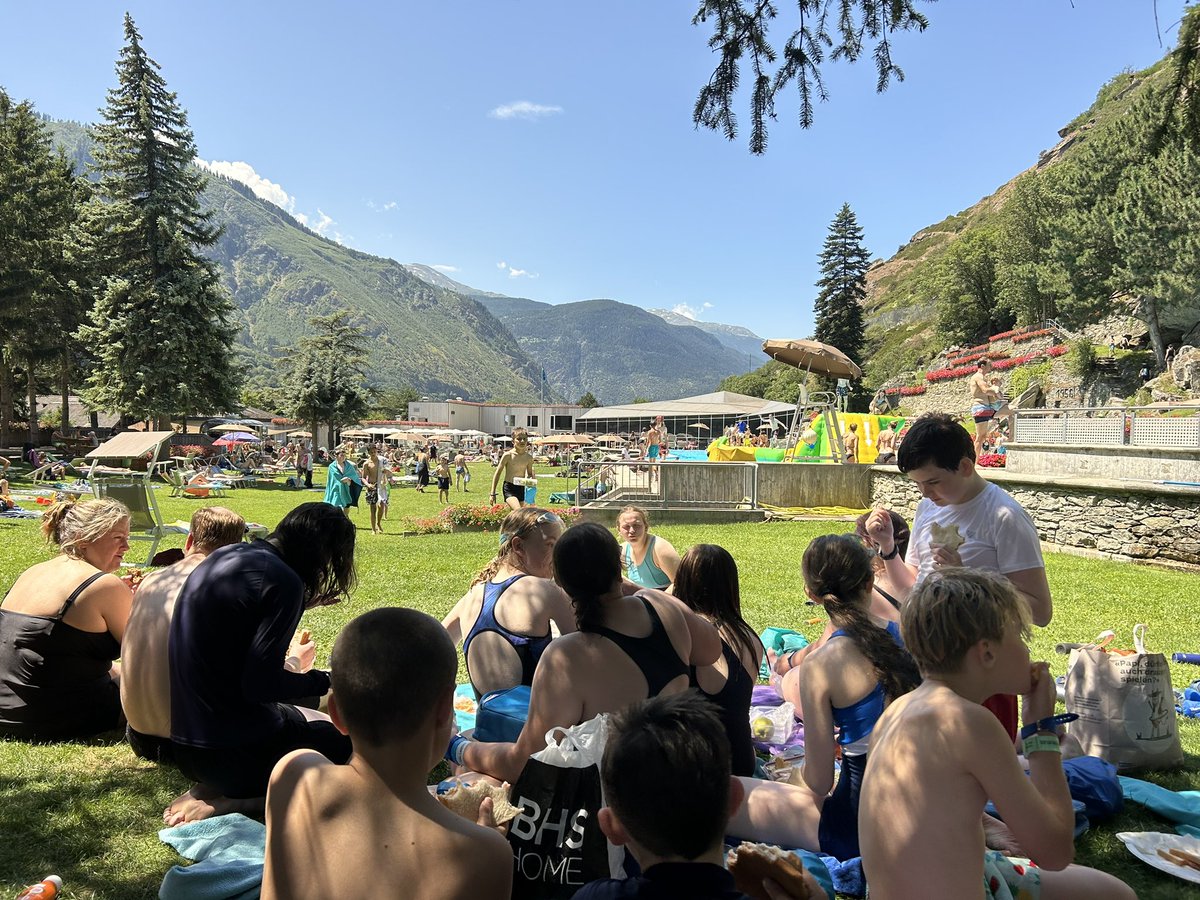 1stAstwoodBank's tweet photo. Brigerbad water park was a great place to enjoy the sunshine today. And everyone is now clean! #KISC24 #Switzerland #InternationalAdventures https://t.co/LSPBA0ZZJO