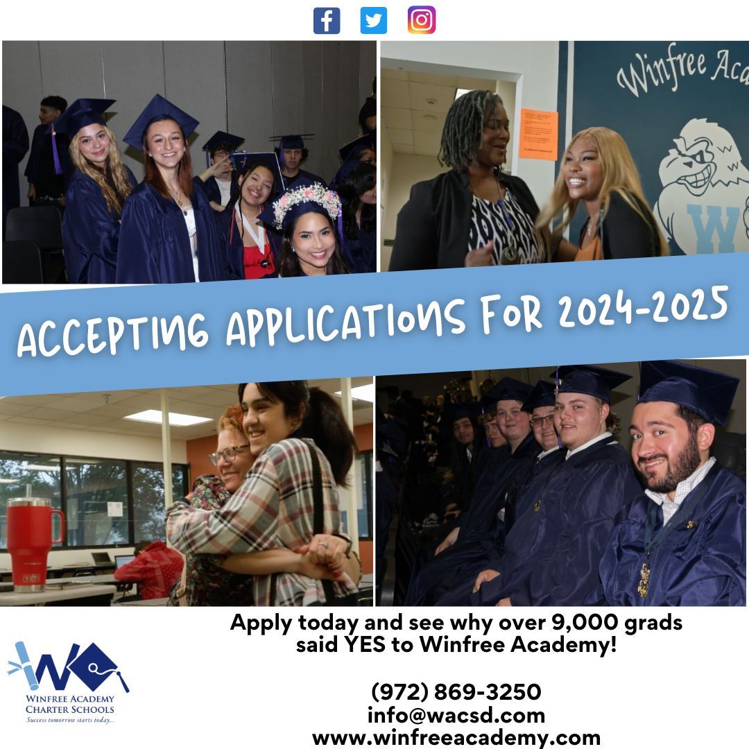 winfreeacademy's tweet photo. Know someone looking to make a change for next school year? Help them say YES to Winfree! We're accepting applications all summer long 😎. https://t.co/dNfQ65BoHu https://t.co/6gaFW4UQ2l