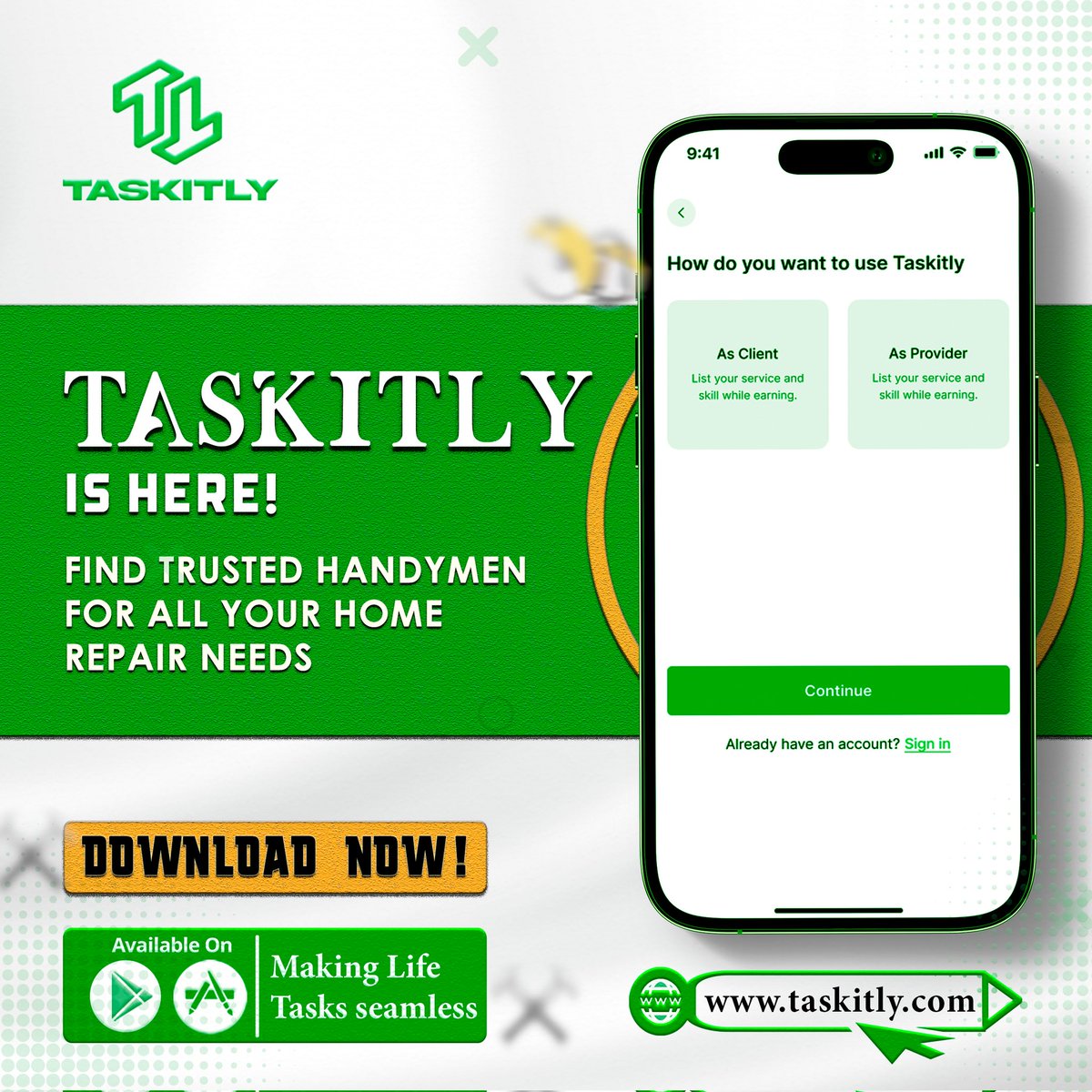 Truesella's tweet photo. π The Wait is Over! Taskitly is Officially Launched! π οΈ
Weβre thrilled to announce that Taskitly, your new go-to app for all handyman services, is now LIVE! π
You can check us out at https://t.co/euw20dDMRb
#TaskitlyLaunch #HandymanHeroes #FixItFast #Taskitly #HomeSweetHome https://t.co/dPFW5kvqhD