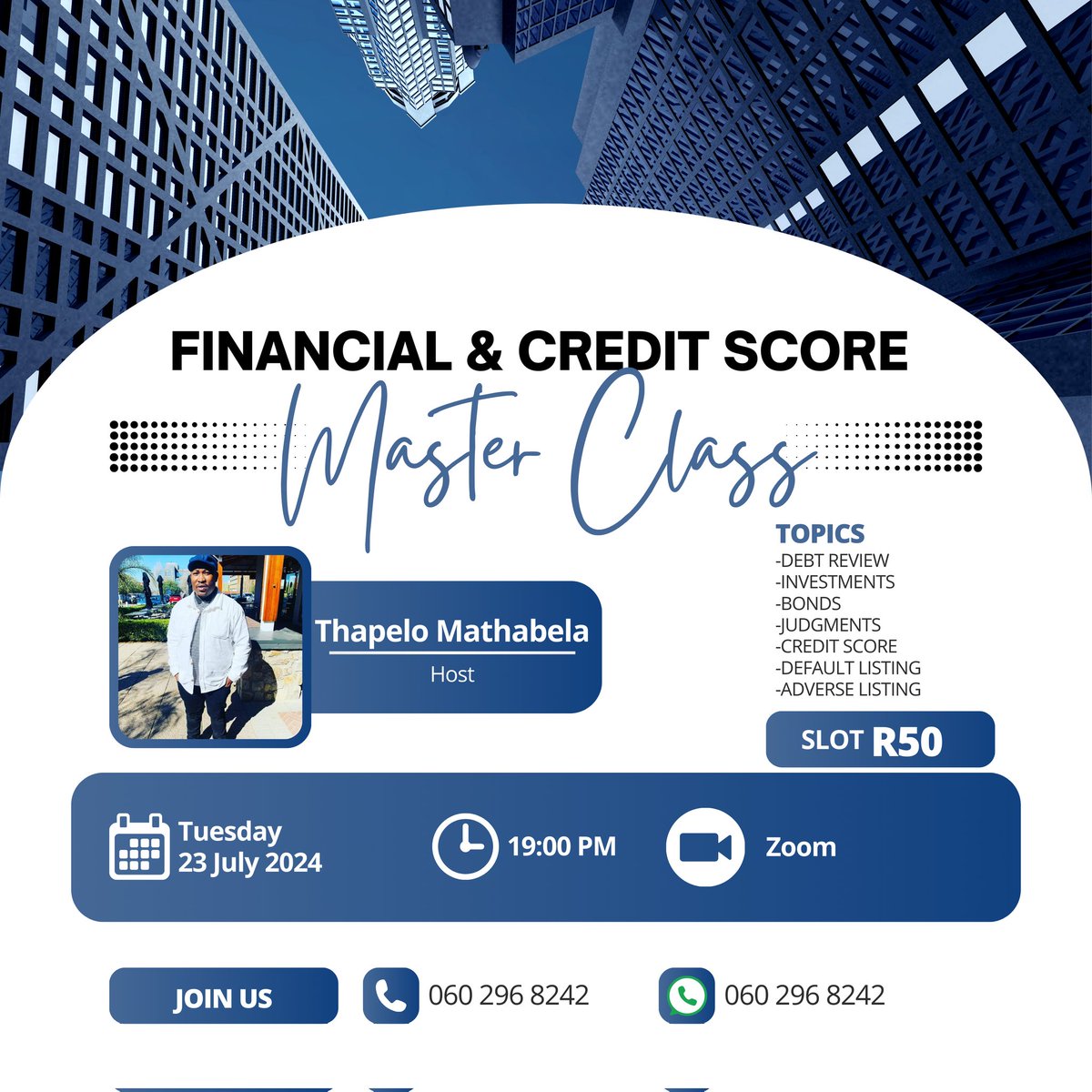 ThapzMathabela's tweet photo. Bringing you Financial Solutions to you at the comfort of your home. Do contact us for more information. Do join us Monday please note each day we will be dealing with one topic. Monday we starting with Debt Review do contact us on our number to book your spot. Please share https://t.co/3DgFgl8gDj