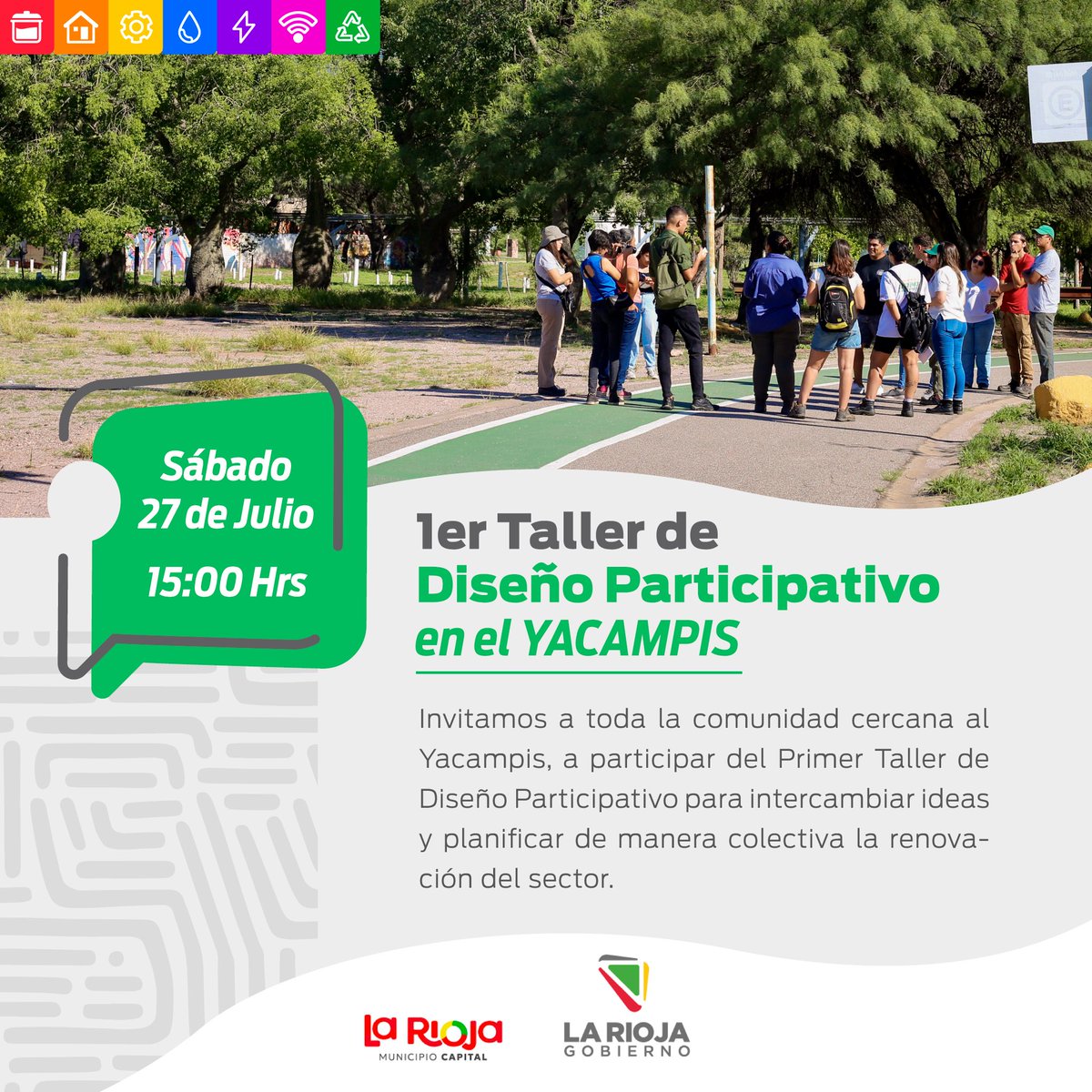 📣 El sábado 27/7 a partir de las 15 Hrs, en las inmediaciones del Yacampis, se llevará a cabo un taller de modalidad abierta y participativa.

💬 Tendremos la oportunidad de pensar y planificar en conjunto la renovación de este espacio para el disfrute de toda la comunidad.