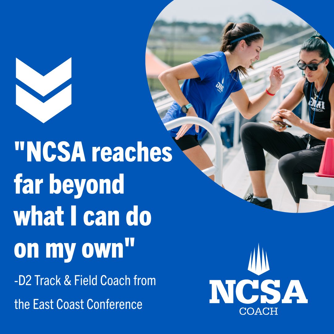 NCSACoach's tweet photo. πββοΈπ Exciting feedback from a D2 track & field program!
This coach shares how NCSA has helped them connect with talented athletes they wouldn't have reached otherwise.
Let's keep raising the bar by connecting more coaches & recruits! #TrackAndField #Recruiting #NCSACoach πββοΈπ₯ https://t.co/HcKPUVen7g