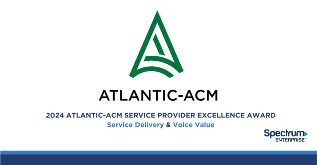 MaloneyPR's tweet photo. Spectrum Enterprise has won two 2024 ATLANTIC-ACM Service Provider Excellence awards for “Service Delivery” and “Voice Value” among large service providers. Learn more: https://t.co/aP6ZnOBphG #SEemp https://t.co/KAaejVLzOj