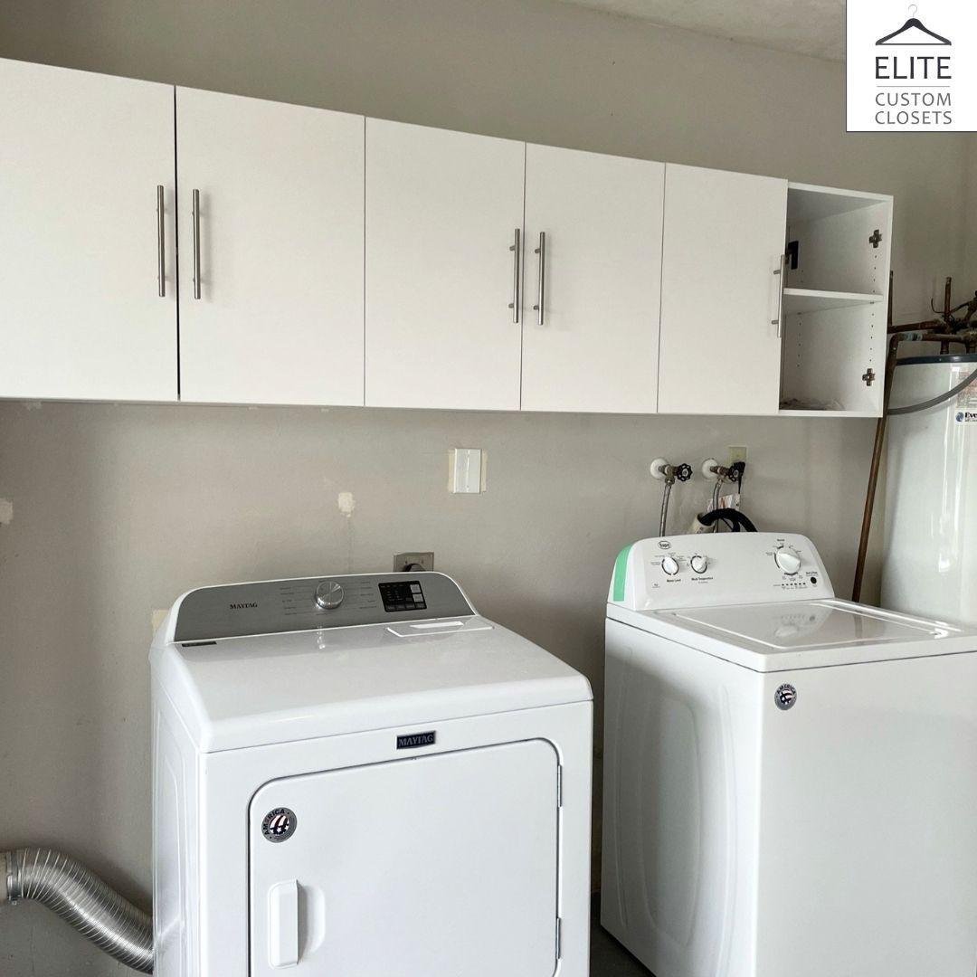 Elite_Closets's tweet photo. Cabinetry tip: Create extra storage with our custom cabinetry above your washer and dryer.

Contact us today to learn more! https://t.co/hbsMdOztqt

#EliteCustomClosets #GarageStorage #StylishStorage #PersonalizedStorage #CustomStorage #DeclutterYourHome https://t.co/WoWp7ZxWAz