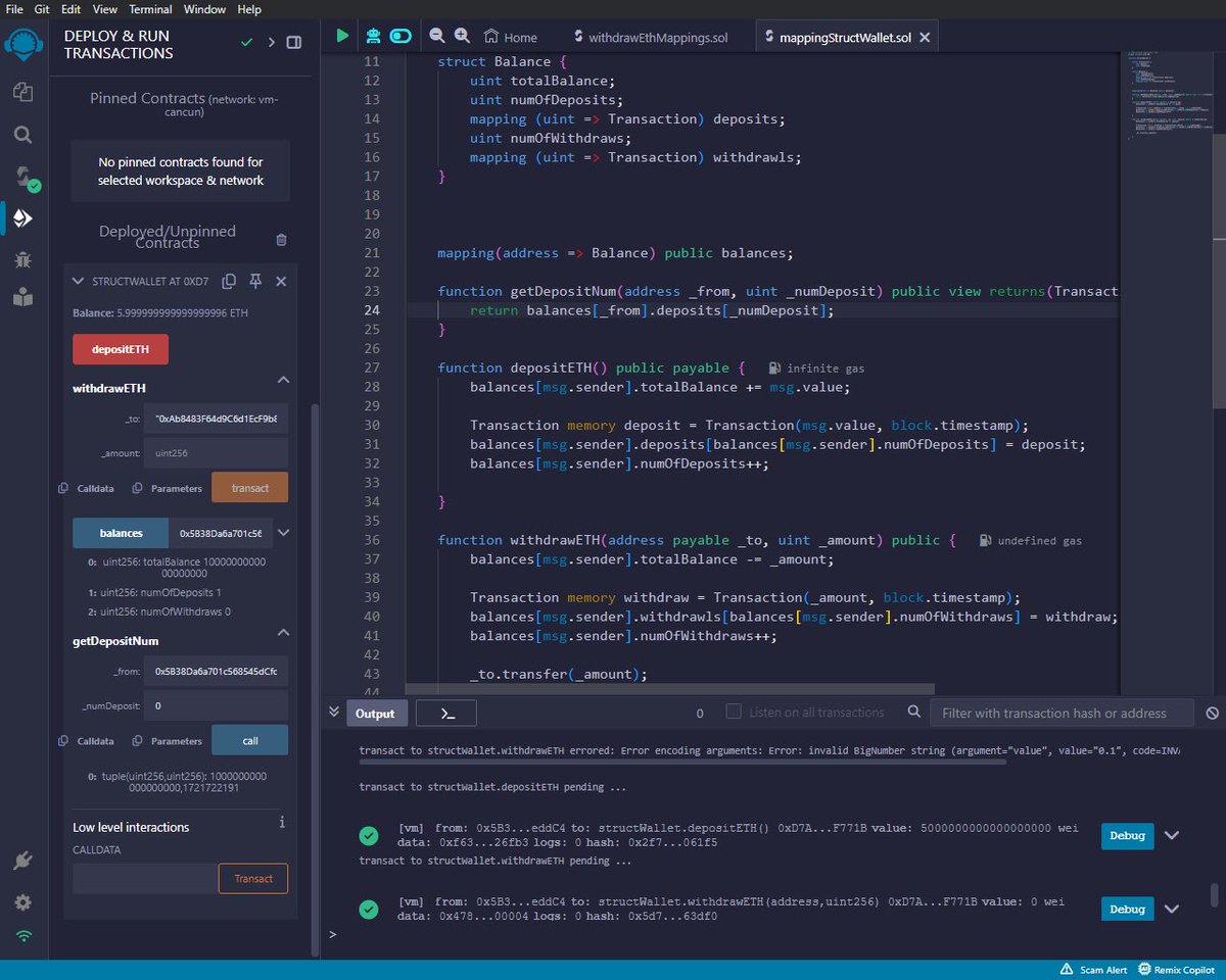 hadestwtt's tweet image. First attempt for being a web3 learner was Successfully Deployed.  *will give more updates later*.
#SoliditySmartContracts #Ethereum