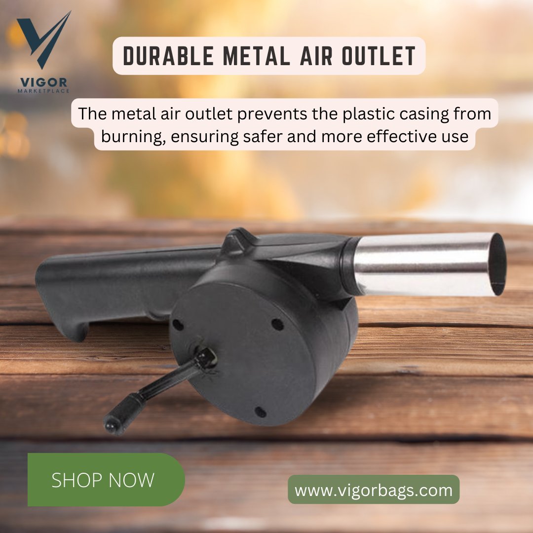 VIGORZIP's tweet photo. BBQ Fan Air Blower! Portable, hand-crank design for easy fire starting. Perfect for BBQs, camping, and more. Order now! 🔥📏✨ #BBQFan #FireStarter #OutdoorCooking #vigormarketplace https://t.co/NcIlxHho4s