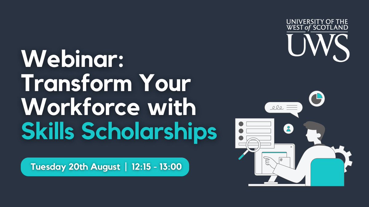 UWS_CPD's tweet photo. Join our free webinar on Tuesday 20th August to find out how we're helping employers across Scotland tackle challenging skills gaps by offering their staff fully funded training opportunities!
Register: https://t.co/x47vD3zd99
#StaffDevelopment #SkillsSolutions #Scotland https://t.co/CkDidQmRUp