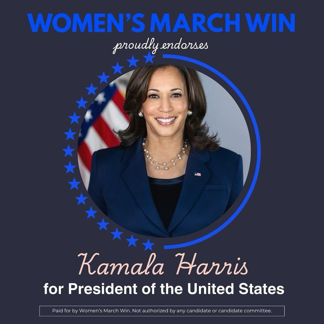 womensmarch's tweet photo. We are proud to share the news that Women’s March WIN has endorsed @vp Kamala Harris for President of the United States of America. 

Join our mass call tonight to understand the current state of affairs and what each of us can do to play our part! 

LFG!!!! ✊🏽✊🏿✊🏻 https://t.co/B2whq0XS7X